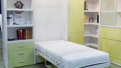 Giường gấp tường đơn thiết kế liền tủ, tối ưu không gian cho phòng nhỏ