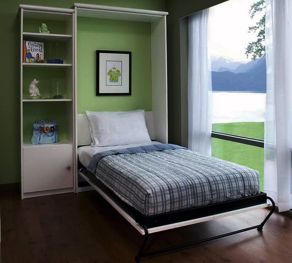 Giường gấp tường thông minh dạng dọc giúp tiết kiệm diện tích phòng ngủ