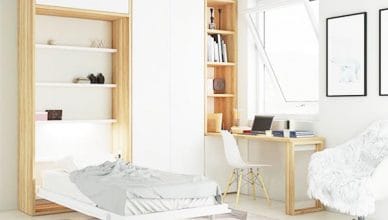 Giường xếp gọn tăng cường diện tích căn phòng gấp gọn vào tường