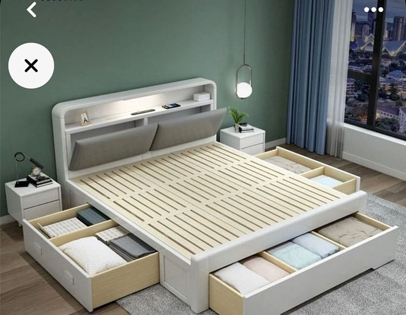 Giường ngủ kiểu Nhật hiện đại có ngăn kéo tiện dụng giúp tiết kiệm không gian cho phòng ngủ nhỏ