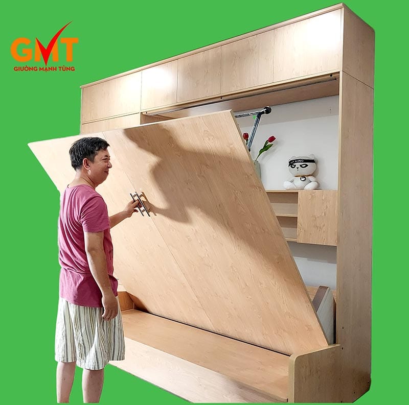 Giường thông minh gắn tường Mạnh Tùng – dễ dàng gấp gọn, tiết kiệm diện tích cho không gian nhỏ.