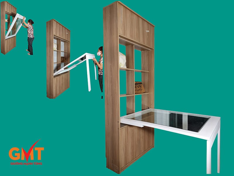 Bàn ăn thông minh xếp gọn sử dụng cho phòng bếp nhỏ