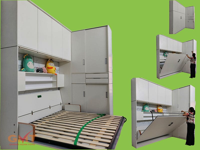 iường tủ thông minh tại TPHCM tích hợp tủ kệ, giường gấp mở dễ dàng cho căn hộ nhỏ