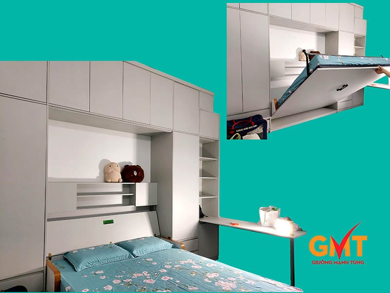 iường gấp thông minh đa năng tích hợp tủ và bàn làm việc cho phòng nhỏ