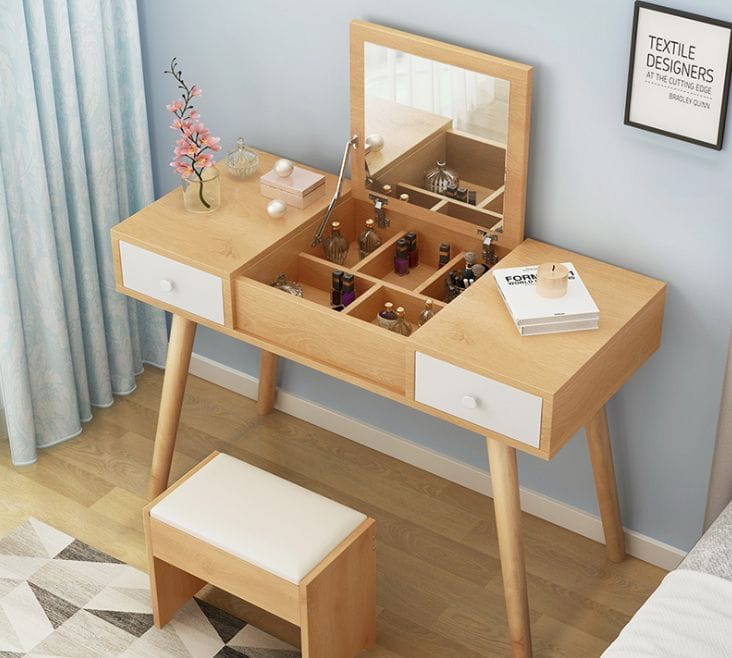 mẫu bàn trang điểm kết hợp kệ đầu giường