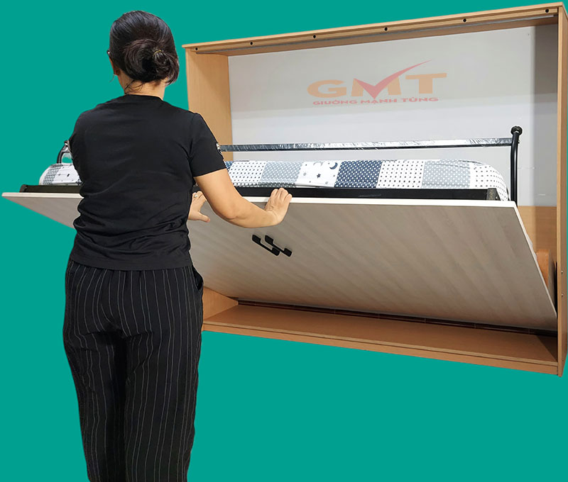 Giường ẩn tủ là gì? Thao tác nâng hạ mẫu giường ẩn tủ dáng ngang đơn giản, giải pháp tối ưu không gian cho phòng ngủ nhỏ hẹp.