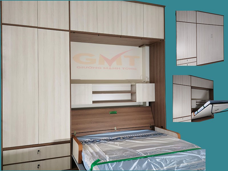 Hệ giường ẩn tủ đa năng tích hợp kệ sách và tủ quần áo tối ưu không gian cho căn hộ nhỏ
